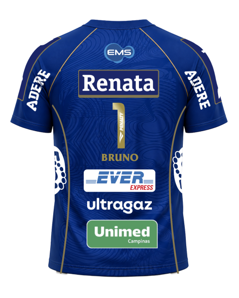 Camisa Oficial V&ocirc;lei Renata 26/27 Personalizada BRUNO N&ordm;1 - Azul Masculina