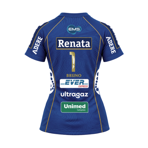 Camisa Oficial V&ocirc;lei Renata 26/27 Personalizada BRUNO N&ordm; 1 - Azul Feminina