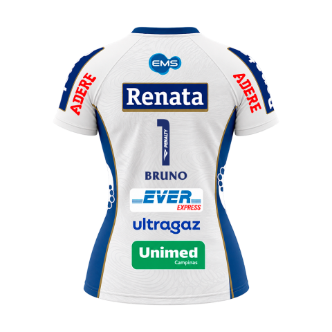 Camisa Oficial V&ocirc;lei Renata 26/27 Personalizada BRUNO N&ordm; 1 - Branca Feminina