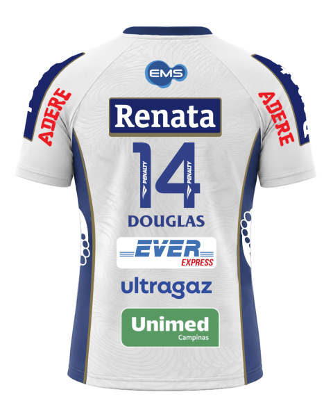 Camisa Oficial V&ocirc;lei Renata 26/27 DOUGLAS N&ordm;14- Branca Masculina