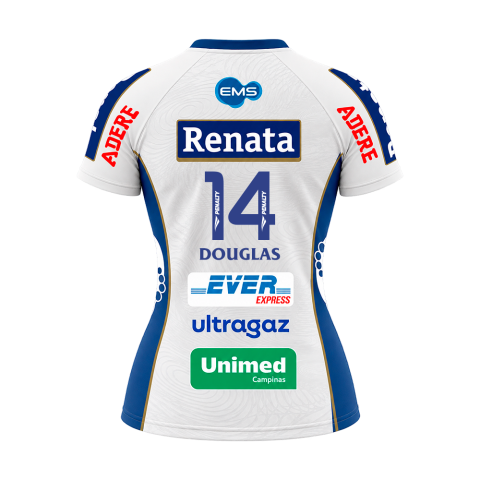 Camisa Oficial V&ocirc;lei Renata 26/27 DOUGLAS N&ordm; 14 - Branca Feminina